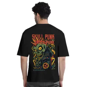 Skull Punk Printed Pure Cotton Oversized Tshirt