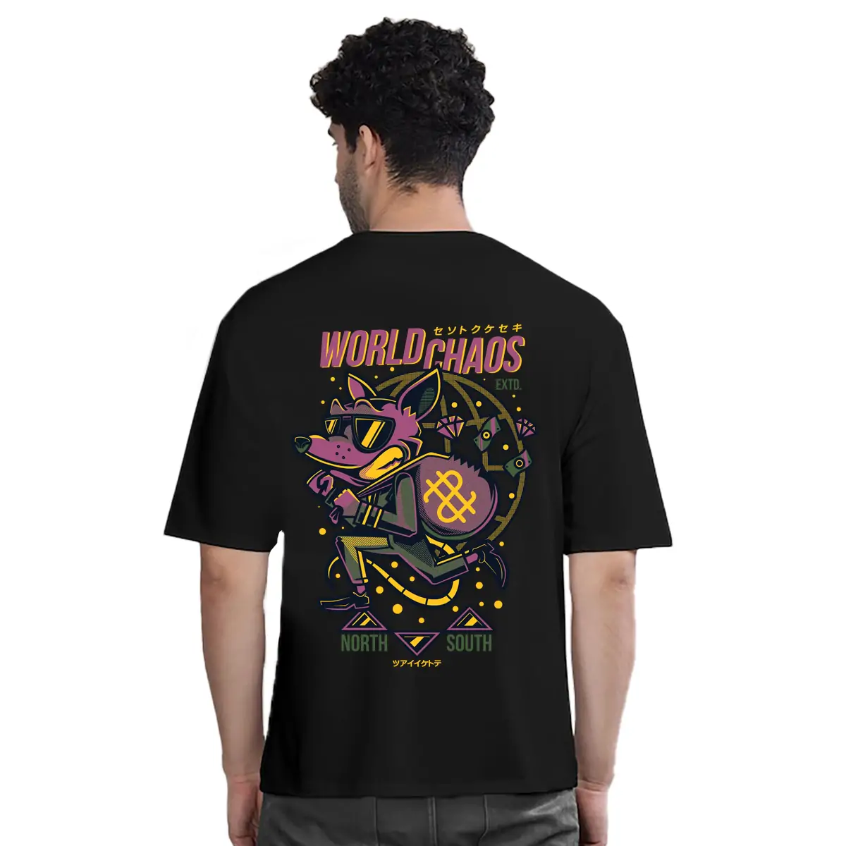 World Chaos Vibrant Cool Printed Pure Cotton Oversized Tshirt