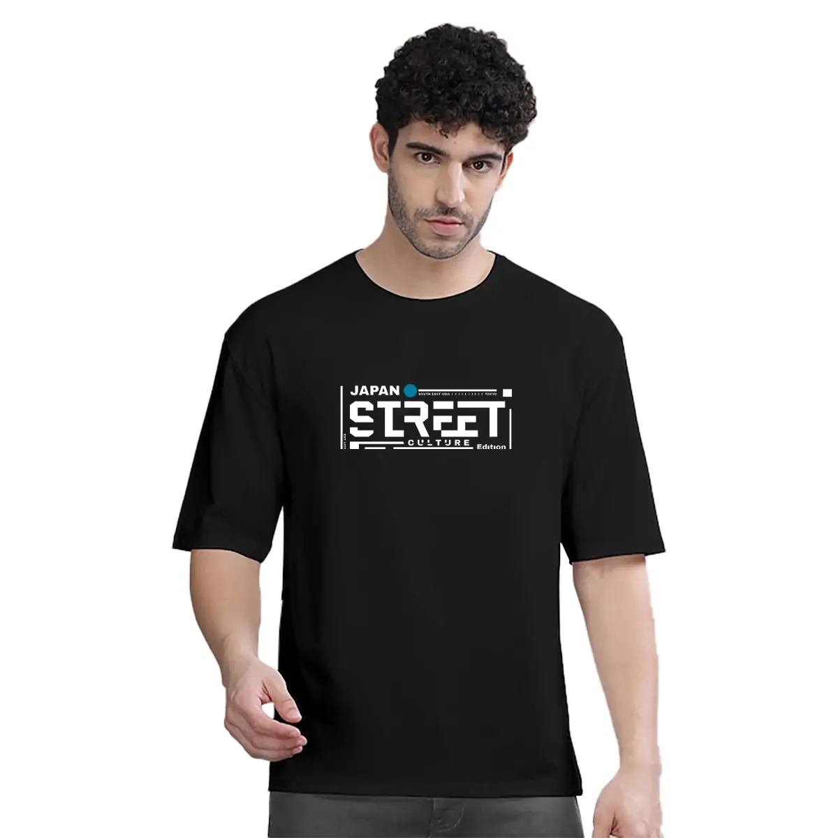 City Street Culture Japanese Printed Pure Cotton Oversized Tshirt - Image 2