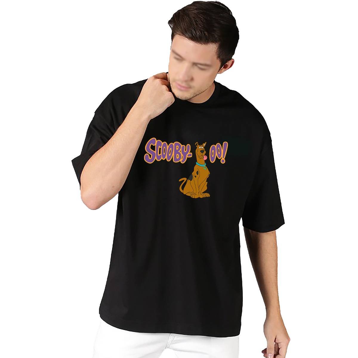 Scooby Doo Vibrant Cool Printed Pure Cotton Round Neck Half Sleeves Oversized Tshirt - Image 2