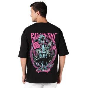 Rick and Morty Printed Pure Cotton Round Neck Drop shoulder Oversized Tshirt Unisex