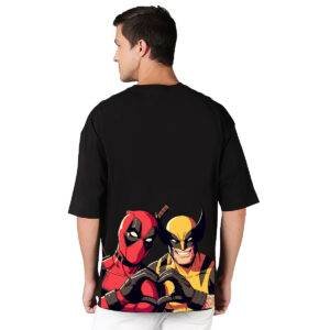 Deadpool Wolverine Printed Pure Cotton Round Neck Drop shoulder Oversized Tshirt Unisex