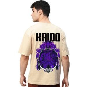 Printsflix Kaido Beige Graphic Printed Pure Cotton Round Neck Drop shoulder Baggy Fit Oversized Tshirt For Men/Women/Kids/Adults