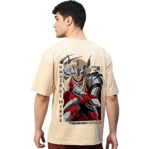 Printsflix Hagen De Merak Anime Printed Pure Cotton Round Neck Drop shoulder Baggy Fit Oversized Tshirt For Men/Women/Kids/Adults
