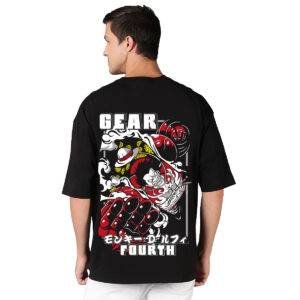 Gear Fourth Anime Printed Pure Cotton Round Neck Drop shoulder Oversized Tshirt Unisex