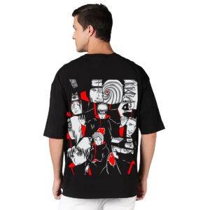 Naruto Anime Printed Pure Cotton Round Neck Drop shoulder Oversized Tshirt Unisex