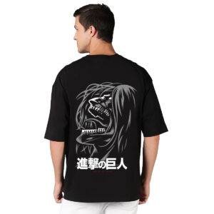 Attack On Titan Anime Printed Pure Cotton Round Neck Drop shoulder Oversized Tshirt Unisex