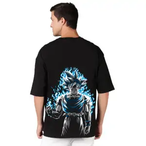 Goku Dragon Ball Z Anime Printed Pure Cotton Round Neck Drop shoulder Oversized Tshirt Unisex