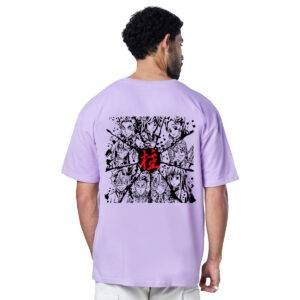 Printsflix Drop Shoulder Pure Cotton Round Neck Lavender Oversized Tshirt - For Men/Women/Kids