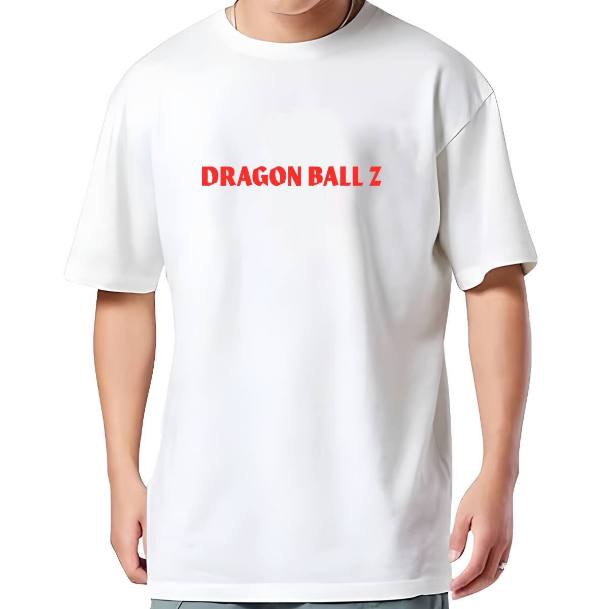 Printsflix Dragon Ball Z Printed Pure Cotton Round Neck Drop Shoulder Baggy Fit White Oversized Tshirt -Unisex - Image 2