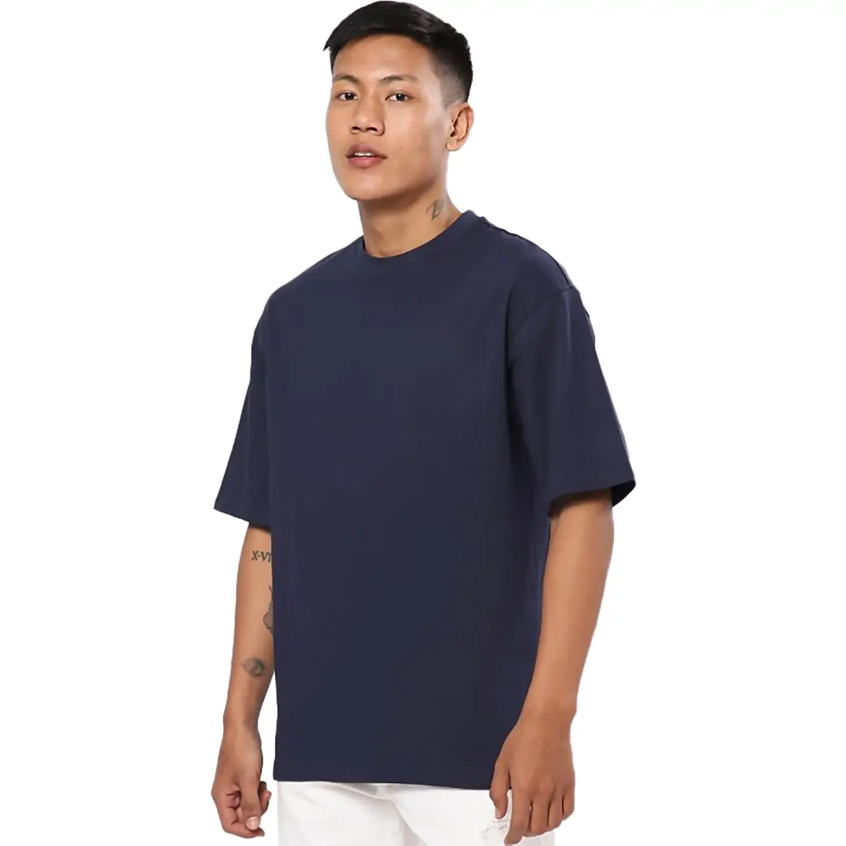 Printsflix Trendy Anime Printed Pure Cotton Round Neck Drop shoulder baggy fit Dark Blue Oversized Tshirt -Unisex - Image 2