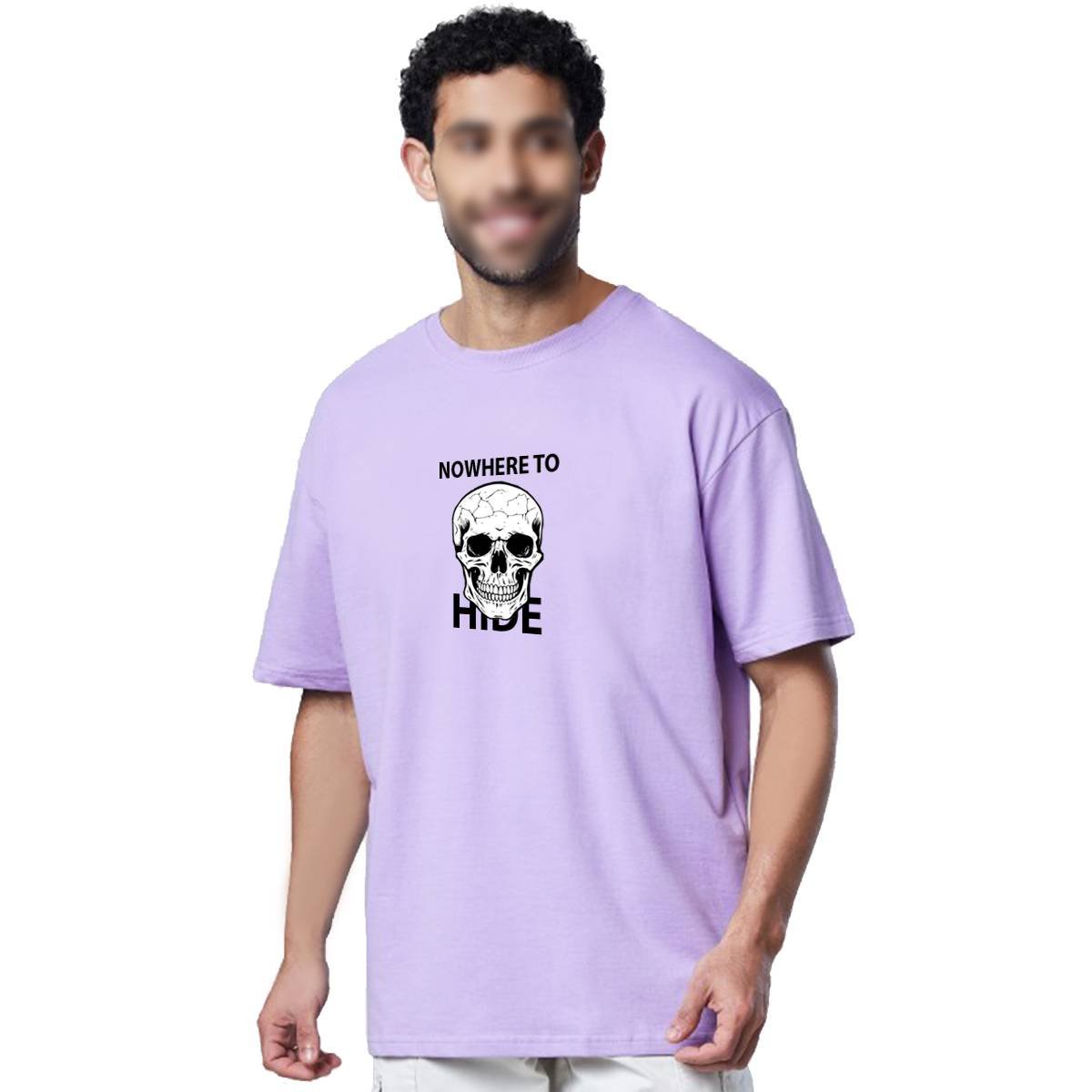 Printsflix Nowhere To Die Drop Shoulder Pure Cotton Round Neck Lavender Oversized Tshirt -Unisex - Image 2