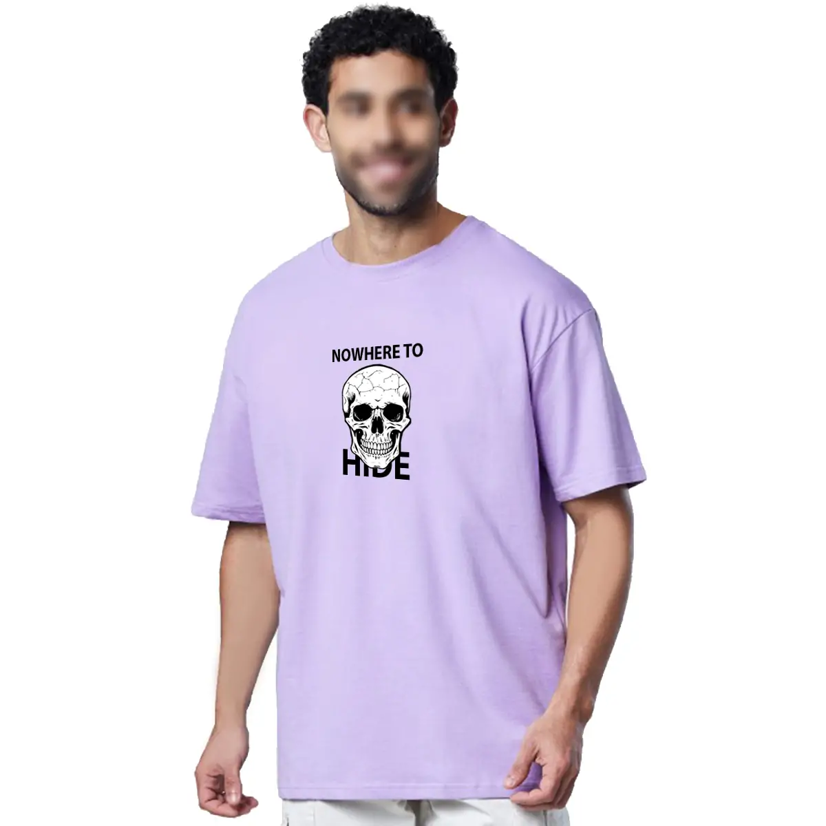 Printsflix Nowhere To Die Drop Shoulder Pure Cotton Round Neck Lavender Oversized Tshirt -Unisex - Image 2