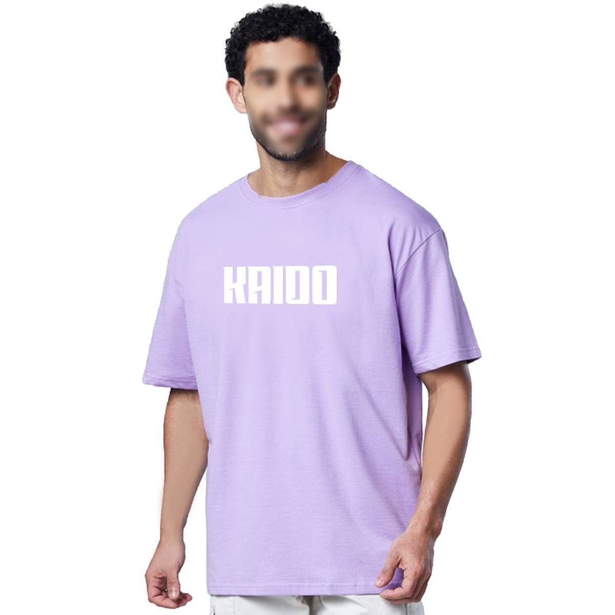 Printsflix Kaido Printed Drop Shoulder Pure Cotton Round Neck Lavender Oversized Tshirt - For Men/Women/Kids - Image 2
