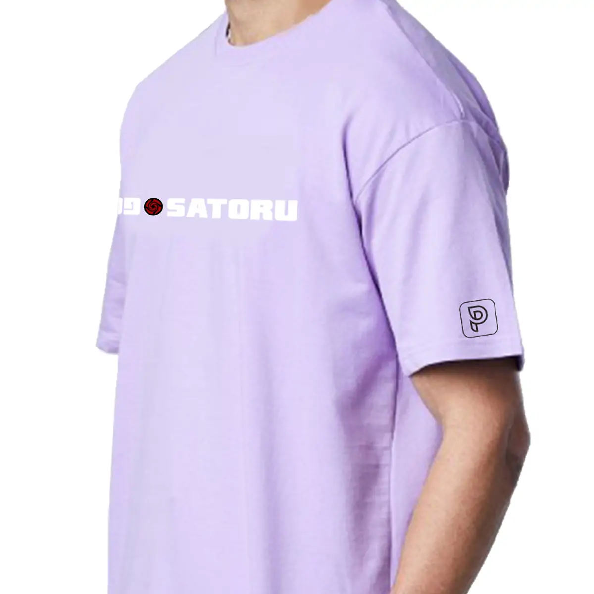 Printsflix Trendy Gojo Satoru Drop Shoulder Pure Cotton Round Neck Lavender Oversized Tshirt -Unisex - Image 3