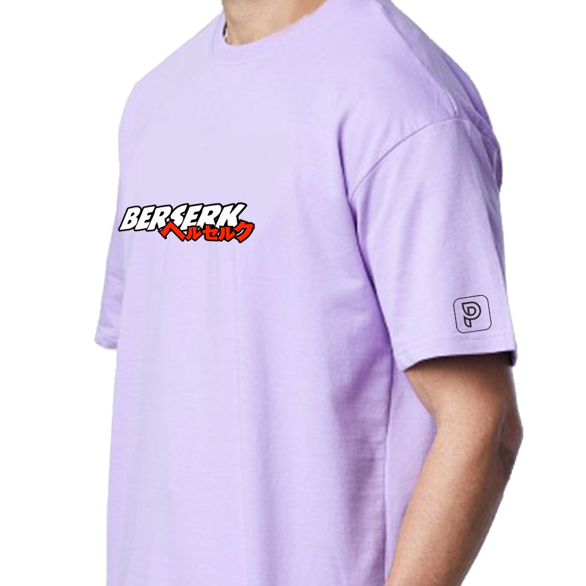 Printsflix Trendy Berserk Anime Drop Shoulder Pure Cotton Round Neck Lavender Oversized Tshirt -Unisex - Image 3