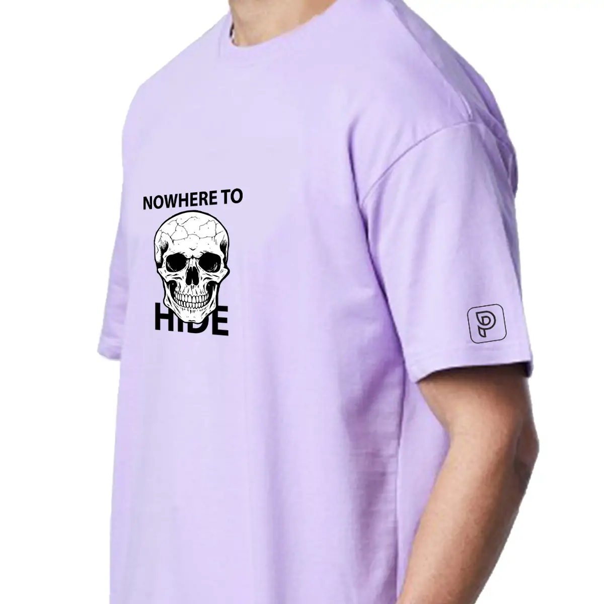 Printsflix Nowhere To Die Drop Shoulder Pure Cotton Round Neck Lavender Oversized Tshirt -Unisex - Image 3