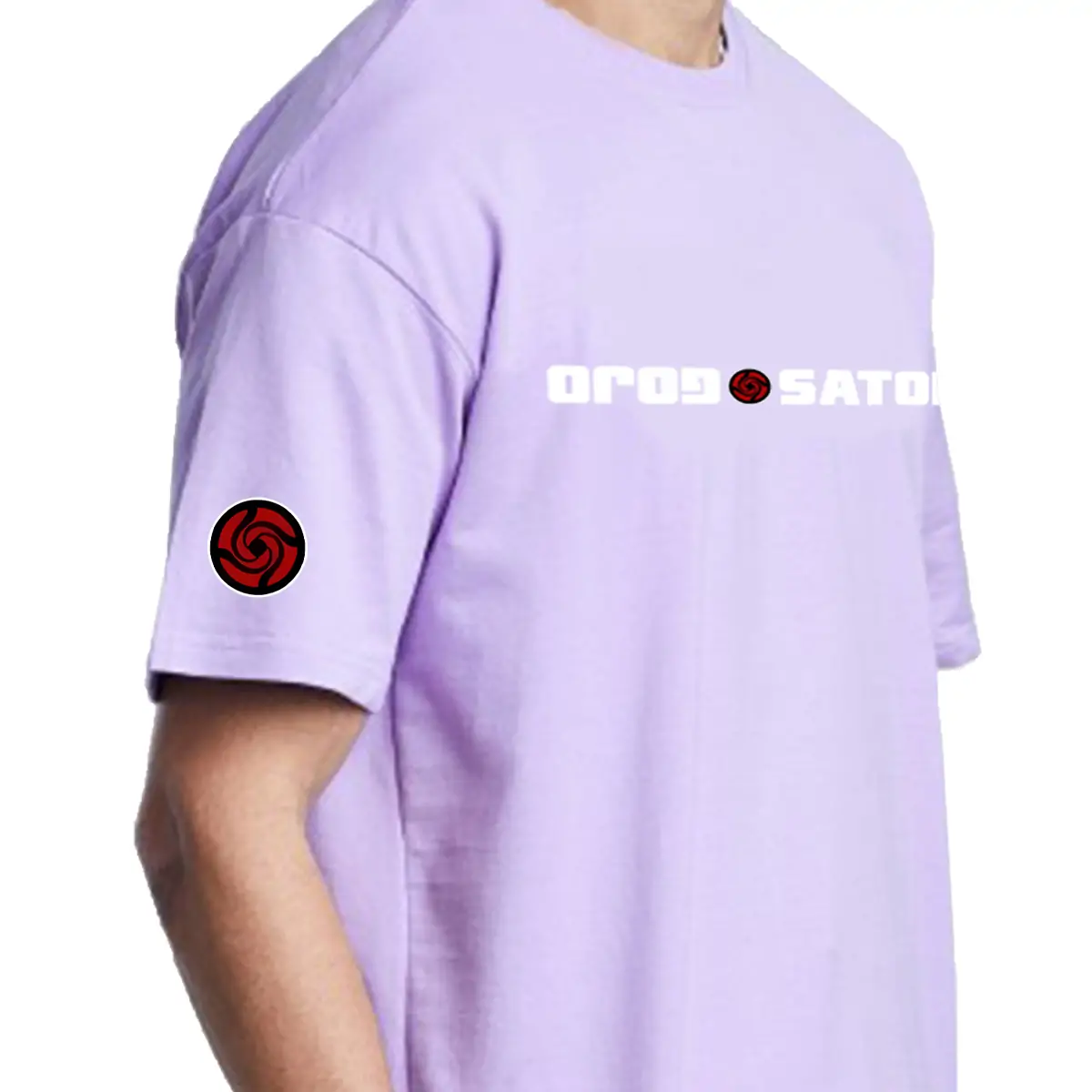 Printsflix Trendy Gojo Satoru Drop Shoulder Pure Cotton Round Neck Lavender Oversized Tshirt -Unisex - Image 4