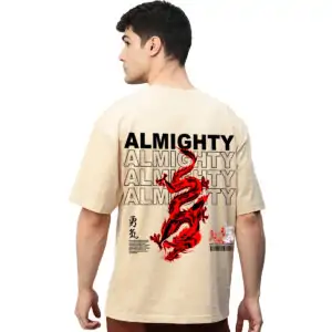 Printsflix Almighty Graphic Printed Pure Cotton Round Neck Drop shoulder Baggy Fit Oversized Tshirt For Men/Women/Kids/Adults