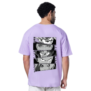 Printsflix Trendy Anime Drop Shoulder Pure Cotton Round Neck Lavender Oversized Tshirt -Unisex