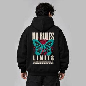 Printsflix No Rules Limits Premium Oversized Hoodie Black