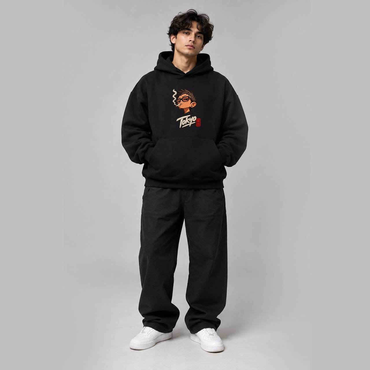 Printsflix You Gotta Chill Printed Premium Oversized Hoodie Black - Image 3