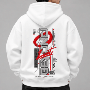 Printsflix Beyond Printed Unisex Oversized Hoodie White