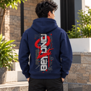 Printsflix Beyond Printed Navy Blue Premium Oversized Hoodie