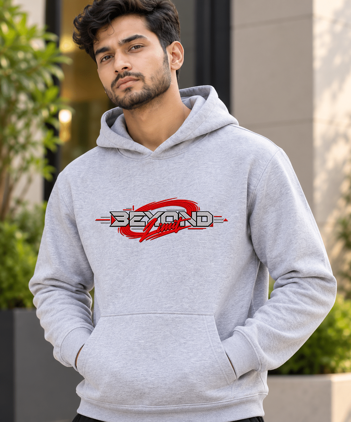 Printsflix Beyond Printed Oversized Hoodie Grey - Image 3