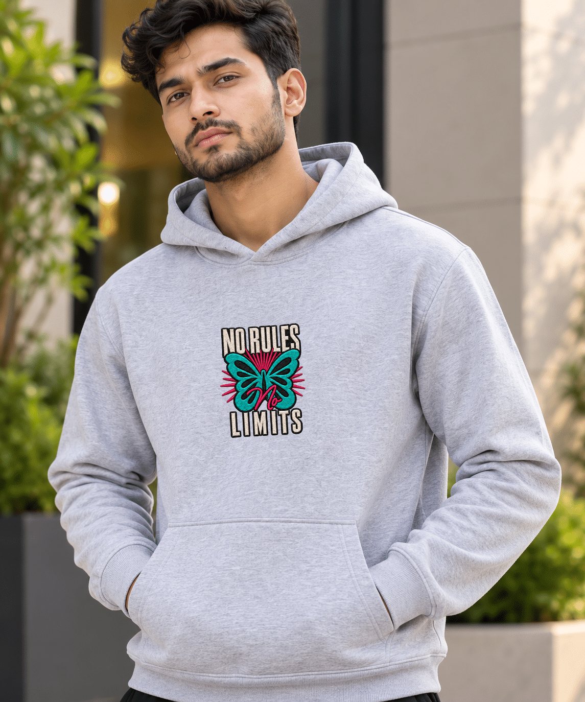 Printsflix No Rules Limits Premium Oversized Hoodie Grey - Image 3