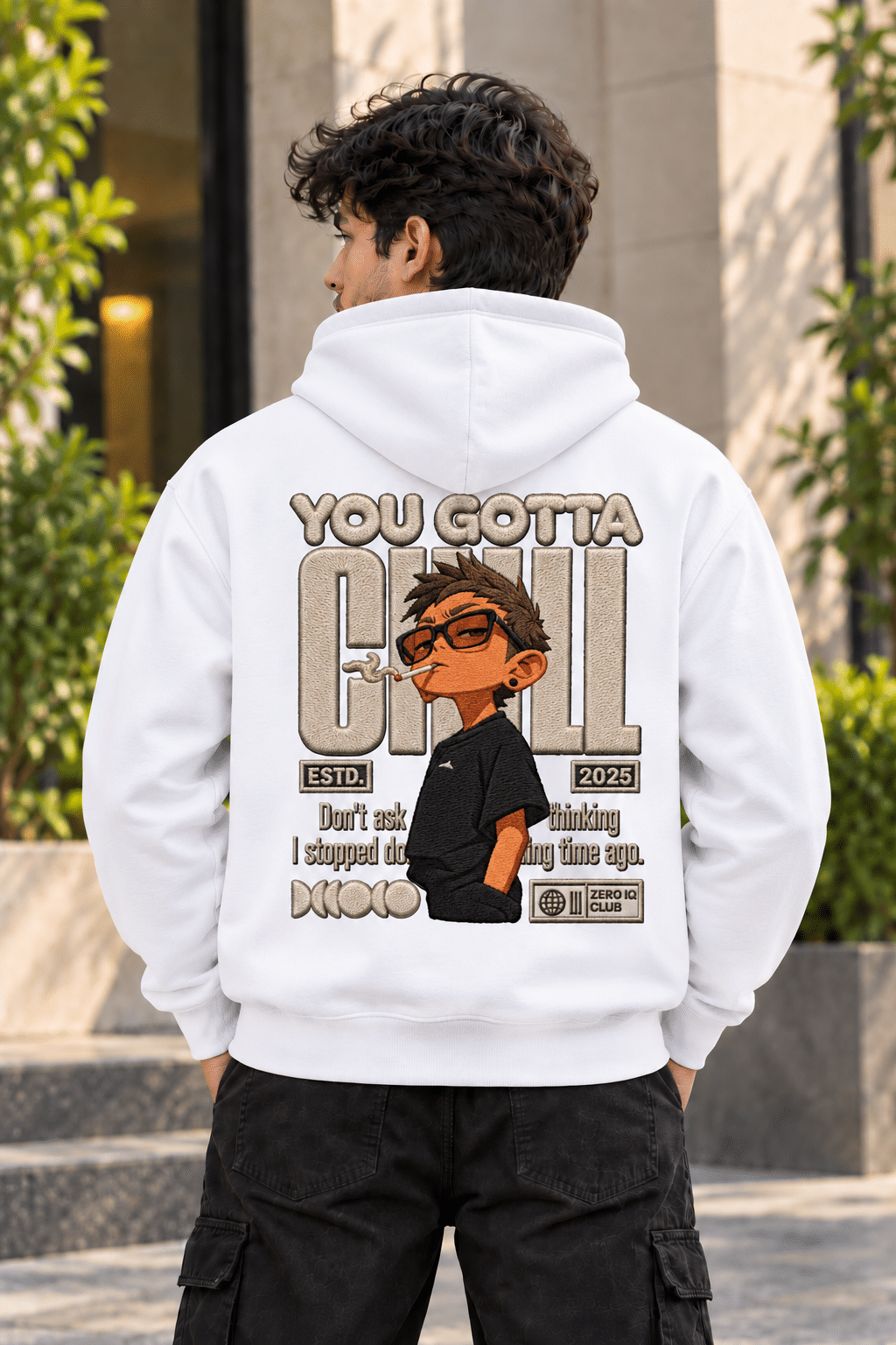 Printsflix You Gotta Chill Printed Premium Oversized Hoodie White