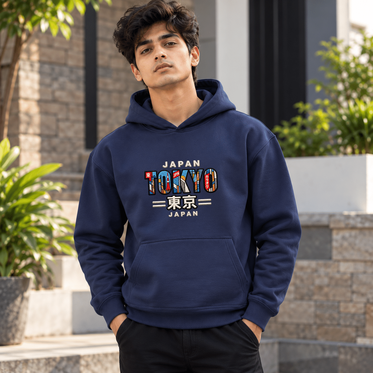 Printsflix Tokyo Printed Oversized Hoodie Navy Blue|Premium Streetwear - Image 2