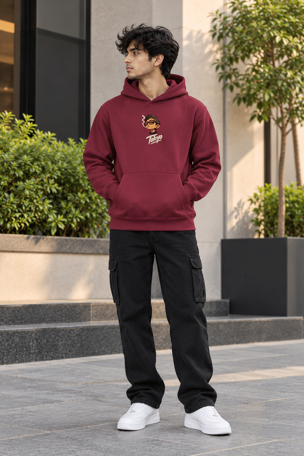 Printsflix You Gotta Chill Printed Premium Oversized Hoodie Maroon - Image 2