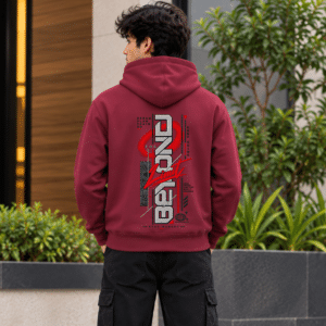 Printsflix Beyond Printed Oversized Hoodie Maroon