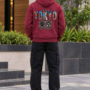 Printsflix Tokyo Printed Oversized Hoodie Maroon|Premium Streetwear