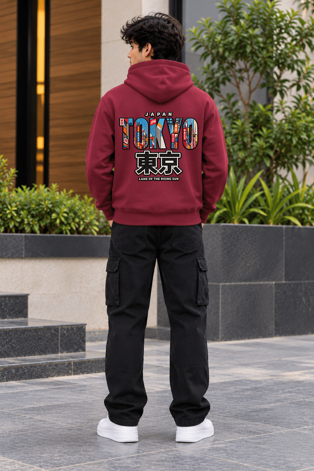 Printsflix Tokyo Printed Oversized Hoodie Maroon|Premium Streetwear