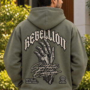 Printsflix Rebellion Premium Oversized Hoodie Olive Green