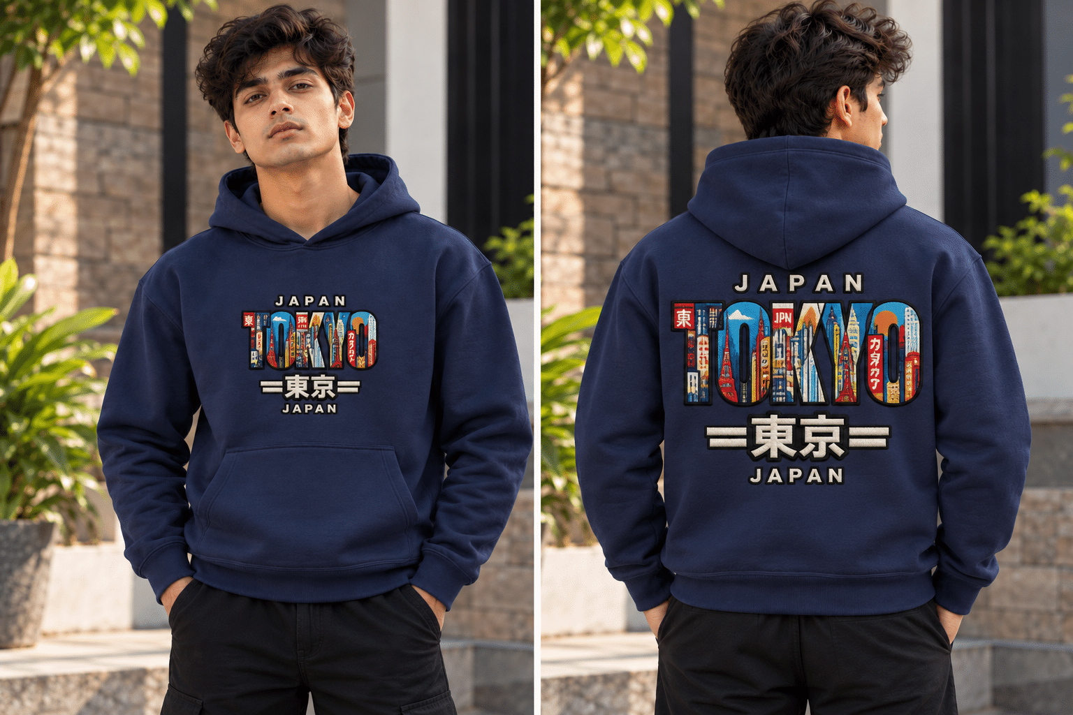 Printsflix Tokyo Printed Oversized Hoodie Navy Blue|Premium Streetwear Unisex - Image 3