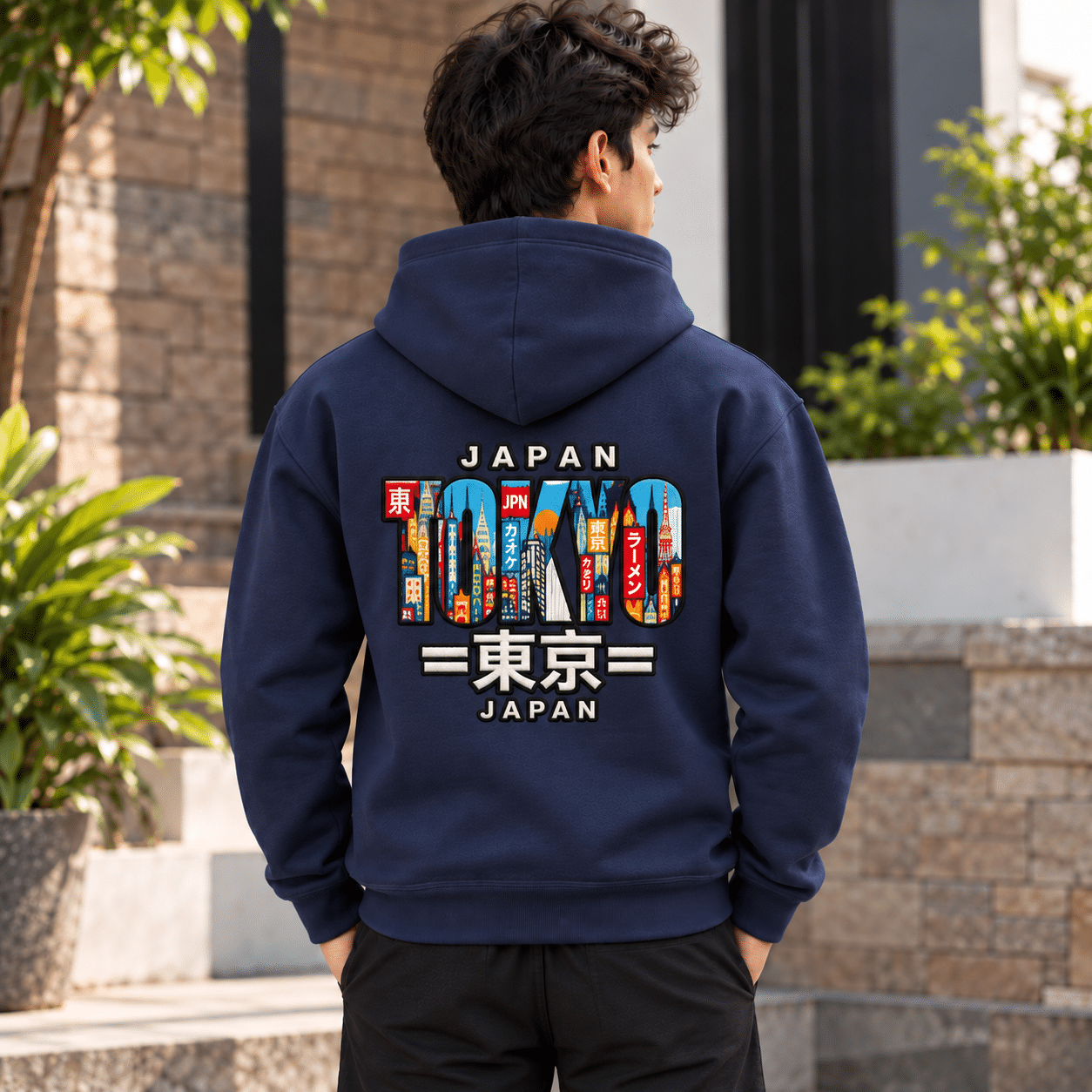 Printsflix Tokyo Printed Oversized Hoodie Navy Blue|Premium Streetwear Unisex