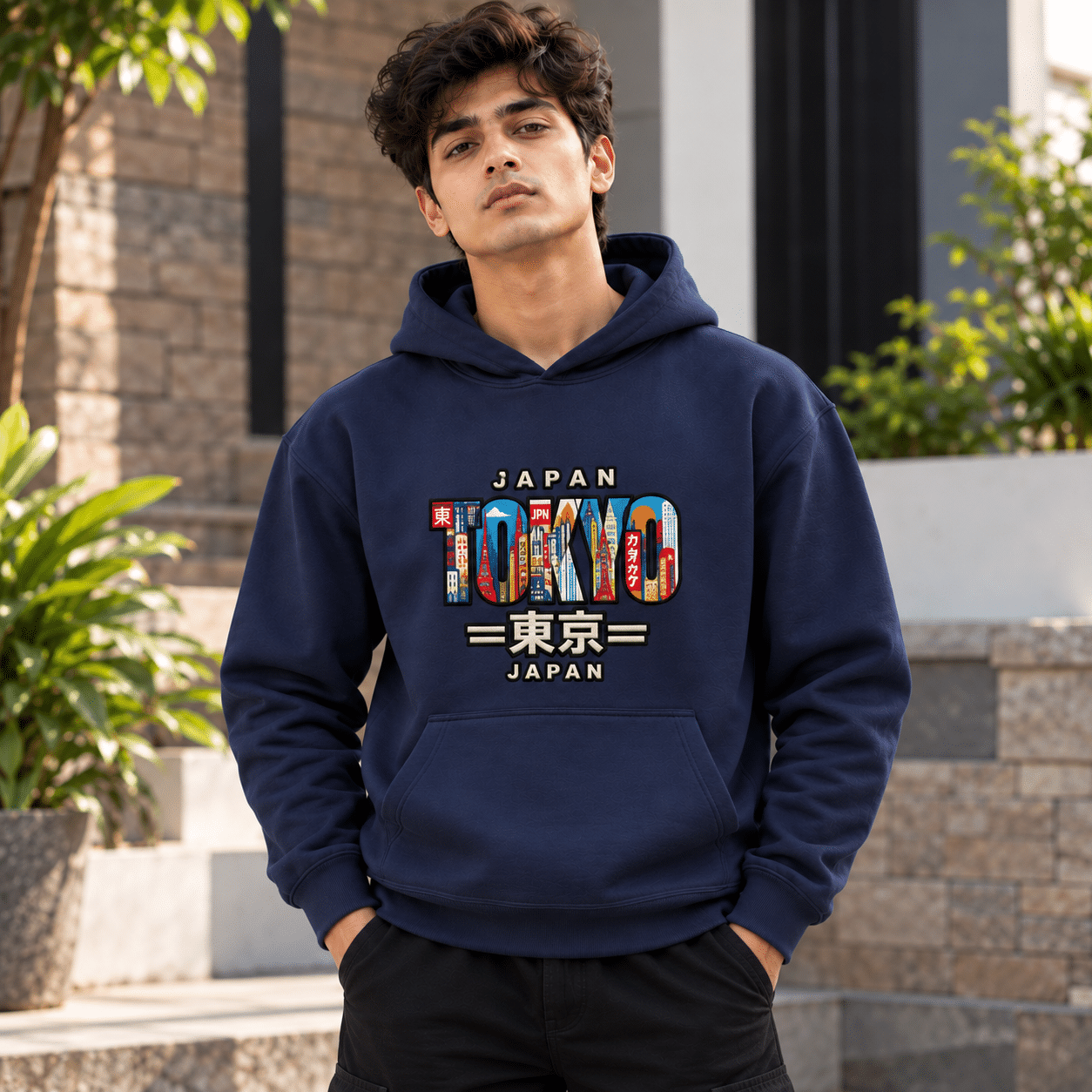Printsflix Tokyo Printed Oversized Hoodie Navy Blue|Premium Streetwear Unisex - Image 2