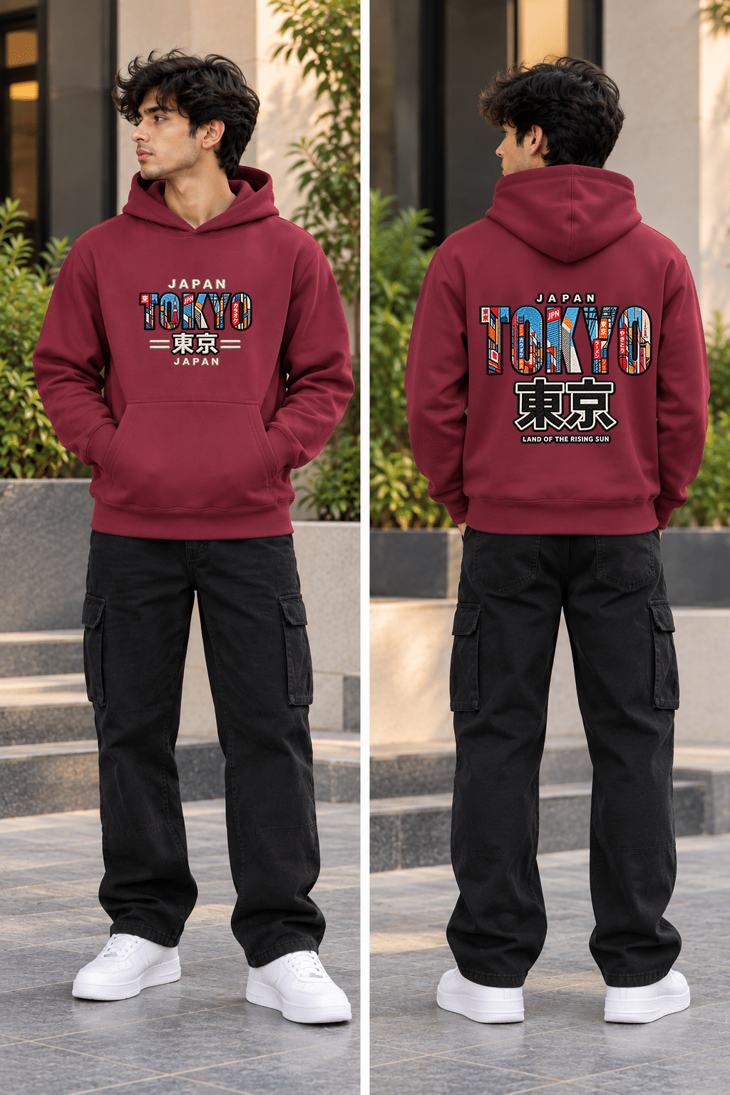 Printsflix Tokyo Printed Oversized Hoodie Maroon|Premium Streetwear - Image 2