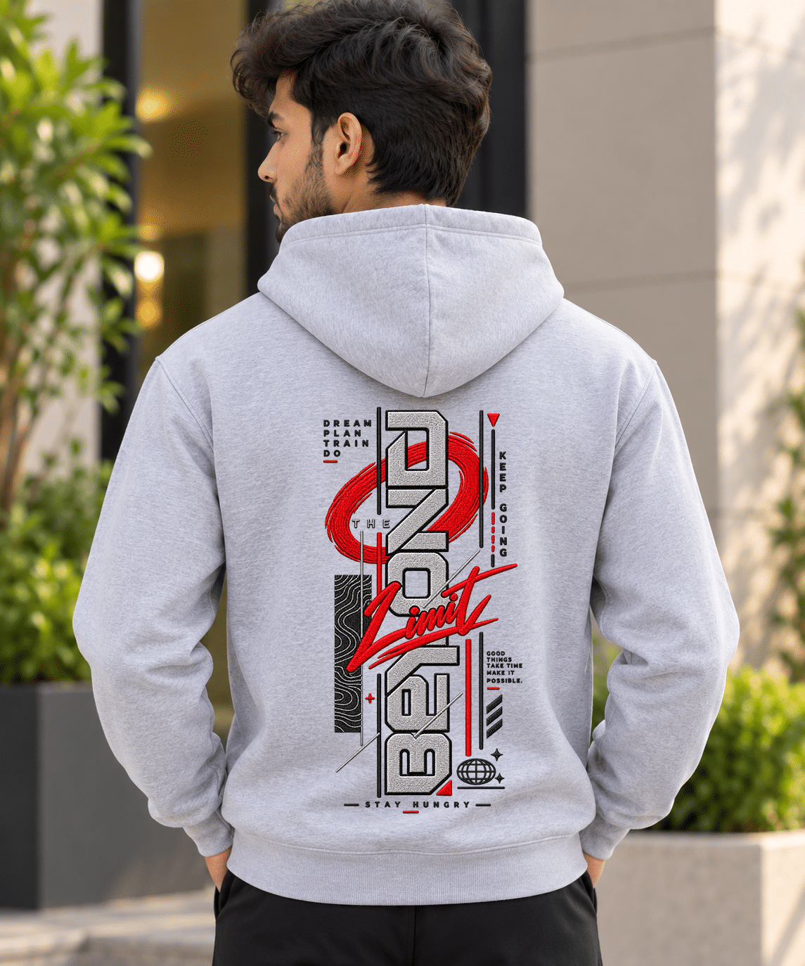 Printsflix Beyond Printed Oversized Hoodie Grey