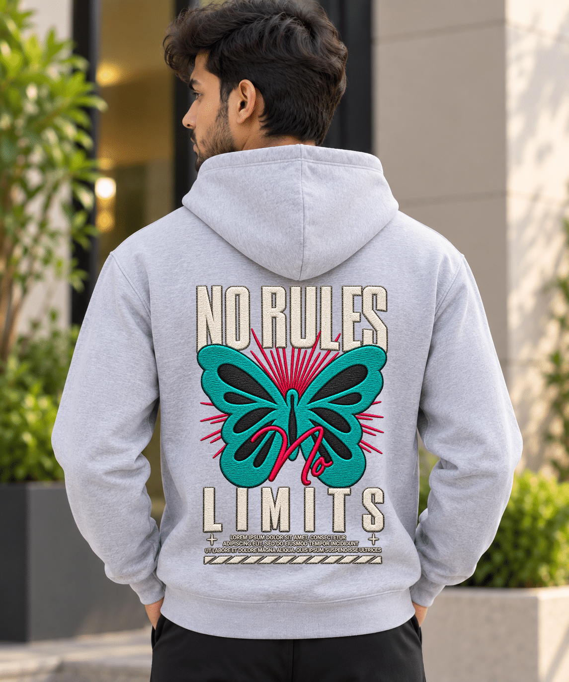 Printsflix No Rules Limits Premium Oversized Hoodie Grey