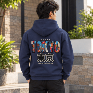 Printsflix Tokyo Printed Oversized Hoodie Navy Blue|Premium Streetwear