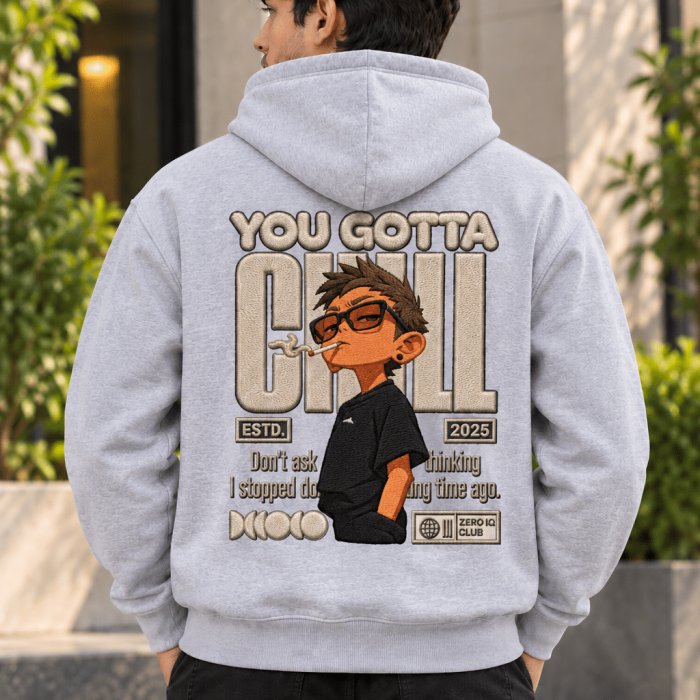 Streetwear Hoodie Back Graphic in Urban Setting